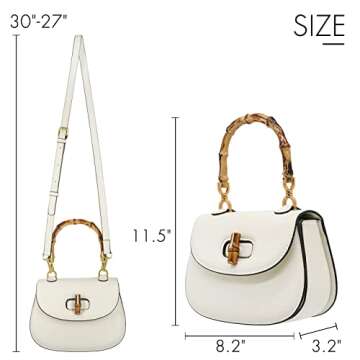 Womens Bamboo Shaped Top Handle Satchel Crossbody (white)
