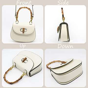 Womens Bamboo Shaped Top Handle Satchel Crossbody (white)