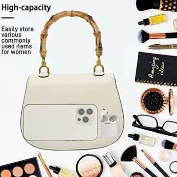 Womens Bamboo Shaped Top Handle Satchel Crossbody (white)