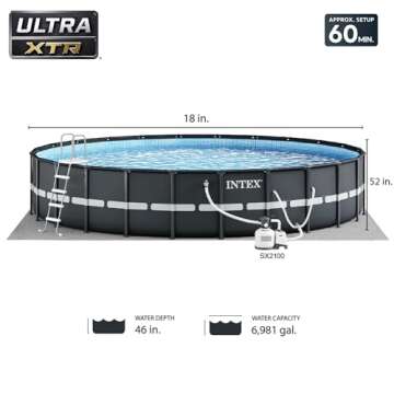 INTEX 26329EH Ultra XTR Deluxe Above Ground Swimming Pool Set: 18ft x 52in – Includes 2100 GPH Cartridge Sand Filter Pump – SuperTough Puncture Resistant – Rust Resistant – Easy to Assemble