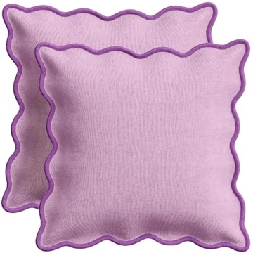 Orelle Scalloped Pillow Cover Set of 2 in Lilac