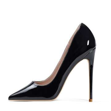 Elisabet Tang Women Pumps, Pointed Toe High Heel 4.7 inch/12cm Party Stiletto Heels Shoes Black 10