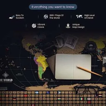 Landmass Scratch Off Map Of The World - Black Scratch Off World Map Poster with Flags - World Map Scratch Off - Vibrant Colors - The Gift Travelers Want - 17 x 24 Inches Travel Tracker Map
