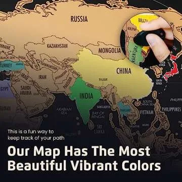 Landmass Scratch Off Map Of The World - Black Scratch Off World Map Poster with Flags - World Map Scratch Off - Vibrant Colors - The Gift Travelers Want - 17 x 24 Inches Travel Tracker Map