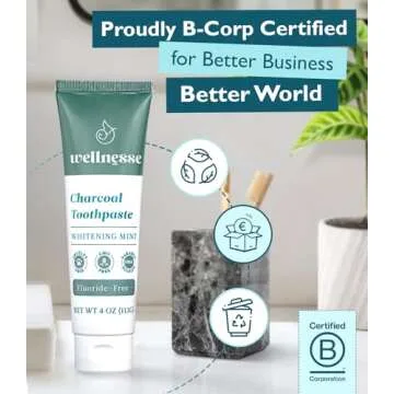 Wellnesse Activated Charcoal Toothpaste - Natural Whitening & Safe