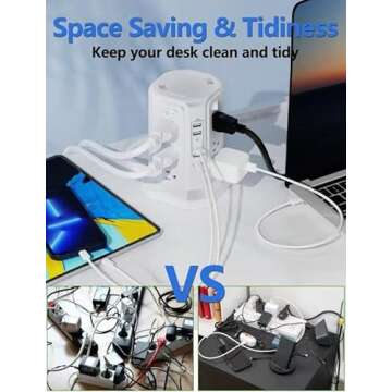 Surge Protector Power Strip with USB Ports and 10FT Cord