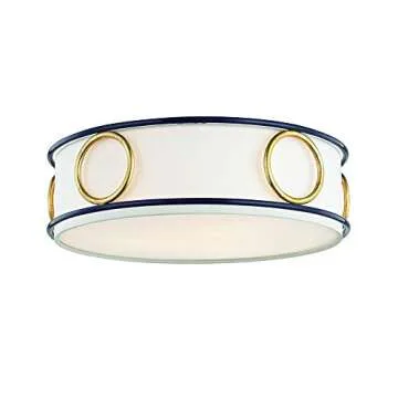 Mitzi Jade Ceiling Fixture - Elegant 3-Light Flush Mount with Gold Leaf/Navy Finish
