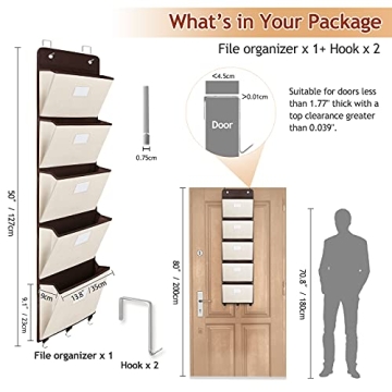 Large Capacity Coastal Rose Over The Door File Organizer