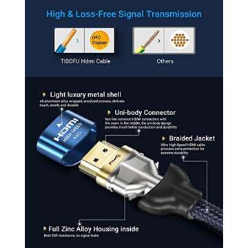 TISOFU Ultra 10K 8K HDMI Cable 10FT High Speed Premium