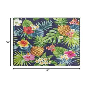 ALAZA Tropical Summer Flower Pineapple Palm Tree Leaves Area Rug Rugs for Living Room Bedroom 7' x 5'