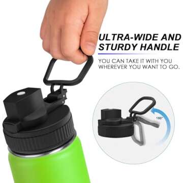 koodee 16 oz Water Bottle-2 Pack Stainless Steel Insulated Water Bottle with Straw-Reusable Metal Water Bottle for Girls, BPA Free (Apple Green-Mango Yellow)