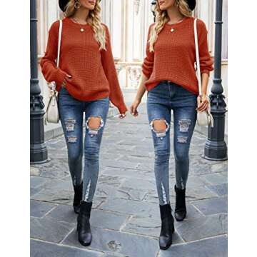 MEROKEETY Women's Cozy Waffle Knit Sweater for Fall