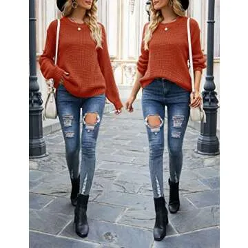 MEROKEETY Women's Cozy Waffle Knit Sweater for Fall