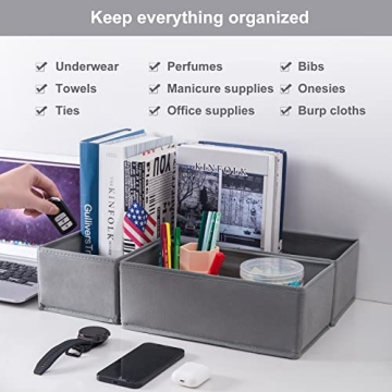 6-Pack Woven-Fabric Drawer Organizers for Clothing & Baby Items