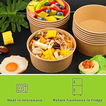 Practical 50 pcs Kraft Paper Salad Bowls for Events