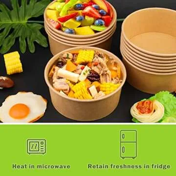 Practical 50 pcs Kraft Paper Salad Bowls for Events