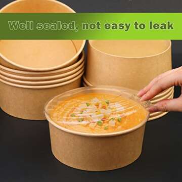 Practical 50 pcs Kraft Paper Salad Bowls for Events