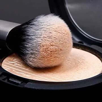 DUcare Makeup Kabuki Brushes 3Pcs Foundation Contour Brush& Concealer Brush Under Eye& Blusher Brush Face Blush Bronzer Travel Buffing Stippling Contour Liquid Blending Makeup brush set Black