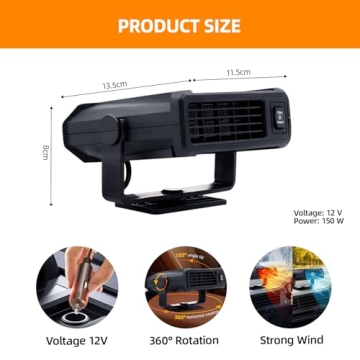 JILOUR 12V Car Heater Fast Heating Defrosting Fan