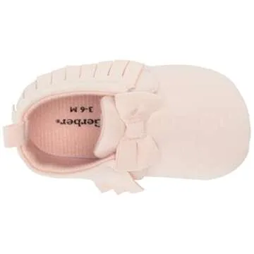 Gerber Baby Moccasins Crib Shoes Newborn Infant Neutral Boys Girls, Pink Fringe, 3 6 Months Unisex
