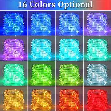ANJAYLIA 66ft 200 LED Rope Lights Outdoor, Waterproof 16 Colors Changing String Lights Plug in with ...