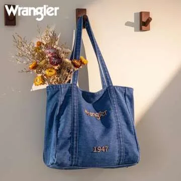 x Wrangler Denim Tote Bag for Women Jean Shoulder Purses and Handbags Denim Handbags for Travel, Wor...