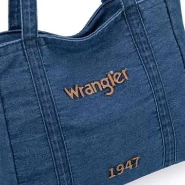 x Wrangler Denim Tote Bag for Women Jean Shoulder Purses and Handbags Denim Handbags for Travel, Work WG69-8317JN