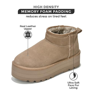 Women's Genuine Suede Winter Boots with Memory Foam & Anti-Slip