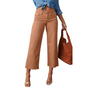 Allimy Womens Jeans Baggy Stretchy High Waisted Denim Wide Leg Pants Trendy 90s Loose Jean Rust Size 10