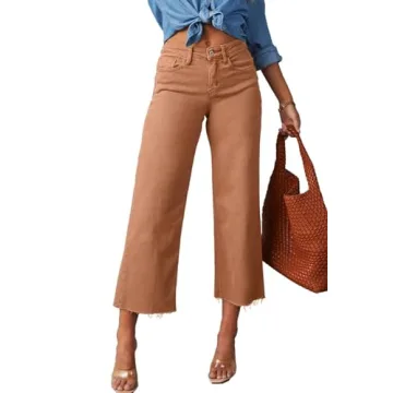 Allimy Womens Jeans Baggy Stretchy High Waisted Denim Wide Leg Pants Trendy 90s Loose Jean Rust Size 10