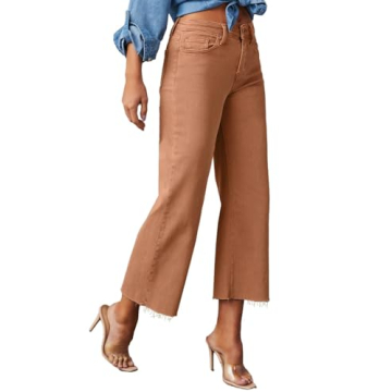 Allimy Womens Jeans Baggy Stretchy High Waisted Denim Wide Leg Pants Trendy 90s Loose Jean Rust Size 10