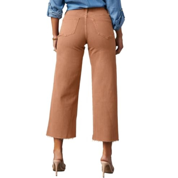 Allimy Womens Jeans Baggy Stretchy High Waisted Denim Wide Leg Pants Trendy 90s Loose Jean Rust Size 10