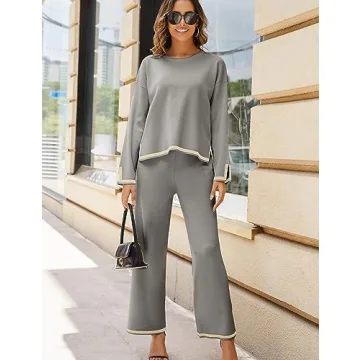 Tanming Women's Cozy 2 Piece Knit Lounge Set