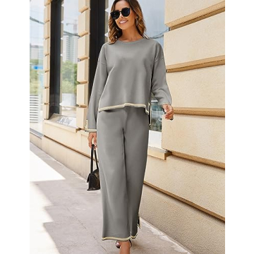 Tanming Women's Cozy 2 Piece Knit Lounge Set