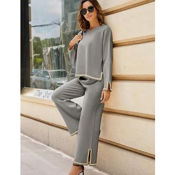 Tanming Women's Cozy 2 Piece Knit Lounge Set