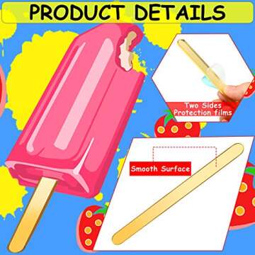 Geiserailie 60 pcs Gold Acrylic Sticks Ice Cream Stick Ice Lolly Sticks Mirror Glitter Reusable Craft Ice Sticks for Candy Cake Family Party DIY, 4.5 Inch
