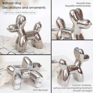 Notakia Silver Balloon Dog Statue - Elegant Home Decor