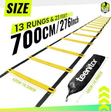 Teenitor 13 Rung Agility Ladder Speed Ladder Training Ladder for Soccer, Speed, Football Fitness Fee...