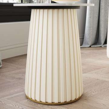 POVISON 15" Modern Side Table Living Room with Sintered Stone Top, Versatile Round End Table as Coffee Table, Drink Table, Bedside Table, Bed Side Table, Sofa Table for Home Office