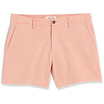 Amazon Essentials Men's Slim-Fit 5" Flat-Front Comfort Stretch Chino Short (Previously Goodthreads), Light Tan, 28