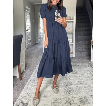 ZESICA Women's Midi Dress Comfortable Chic Summer Style