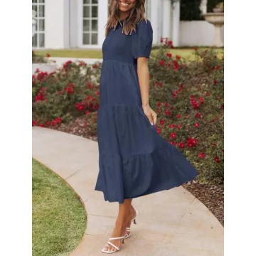 ZESICA Women's Midi Dress Comfortable Chic Summer Style