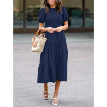 ZESICA Women's Midi Dress Comfortable Chic Summer Style