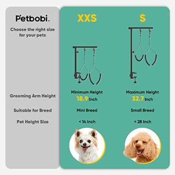 Petbobi Foldable Dog Grooming Arm with Clamp, Adjustable Height 18-31 inches for Secure Grooming