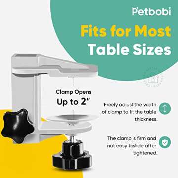 Petbobi Foldable Dog Grooming Arm with Clamp and Haunch Holder