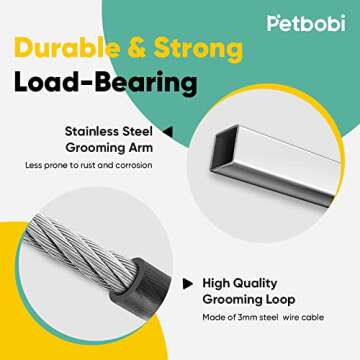 Petbobi Foldable Dog Grooming Arm with Clamp and Haunch Holder