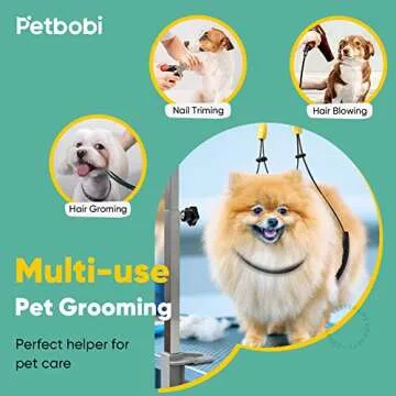 Petbobi Foldable Dog Grooming Arm with Clamp and Haunch Holder