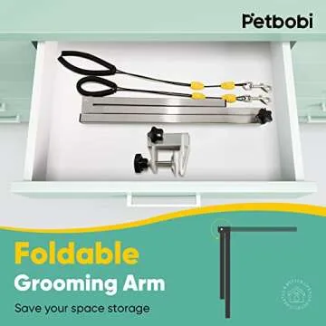 Petbobi Foldable Dog Grooming Arm with Clamp and Haunch Holder
