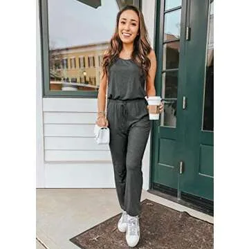 PRETTYGARDEN Women's Two Piece Outfit Sets Casual Summer Sleeveless Crewneck Tops and Sweatpants Active Tracksuit Lounge Wear (Dark Grey,Small)