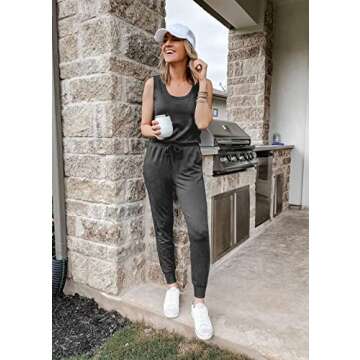 PRETTYGARDEN Women's Two Piece Outfit Sets Casual Summer Sleeveless Crewneck Tops and Sweatpants Active Tracksuit Lounge Wear (Dark Grey,Small)